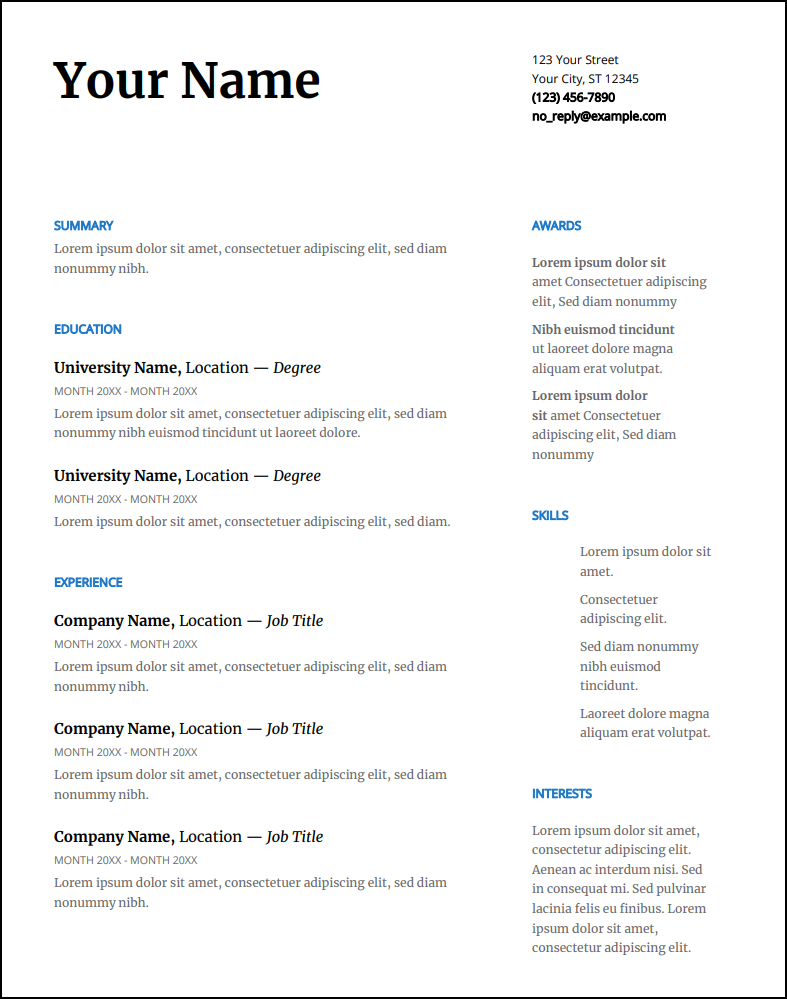 Free Graduate CV Template CV Resume Download Share