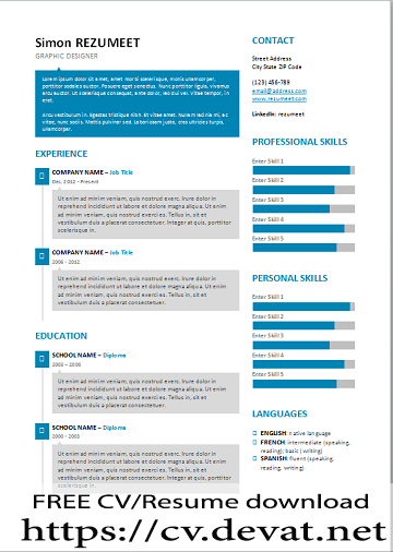 CV Word smart blue English 