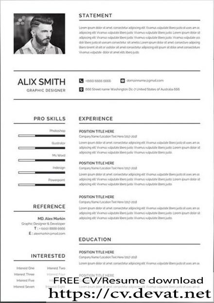 Simple Resume Template Free 1000x750