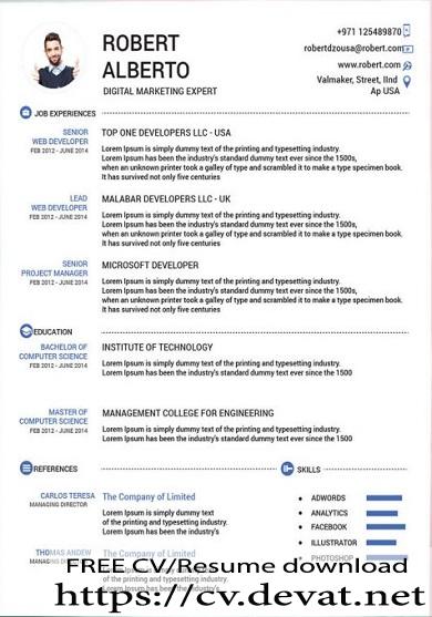 classic resume template 1000x750