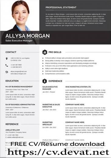 Free Word Resume Template - CV Resume download Share
