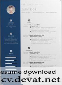 Word Format Blue Resume Template Free