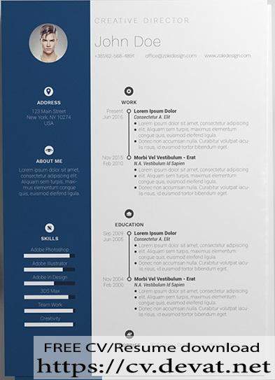 Word Format Blue Resume Template Free - CV Resume download Share