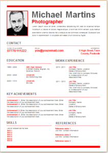 Red creative CV template free download word