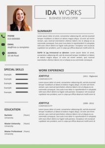 Classic and modern CV template