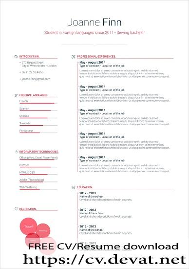 Free Simple CV Design Template in PSD Word Format 1392x1970