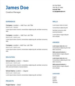 Free Professional Word Resume Template docx