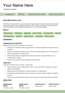 Free printable resume template word download