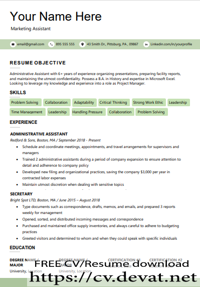 Free printable resume template