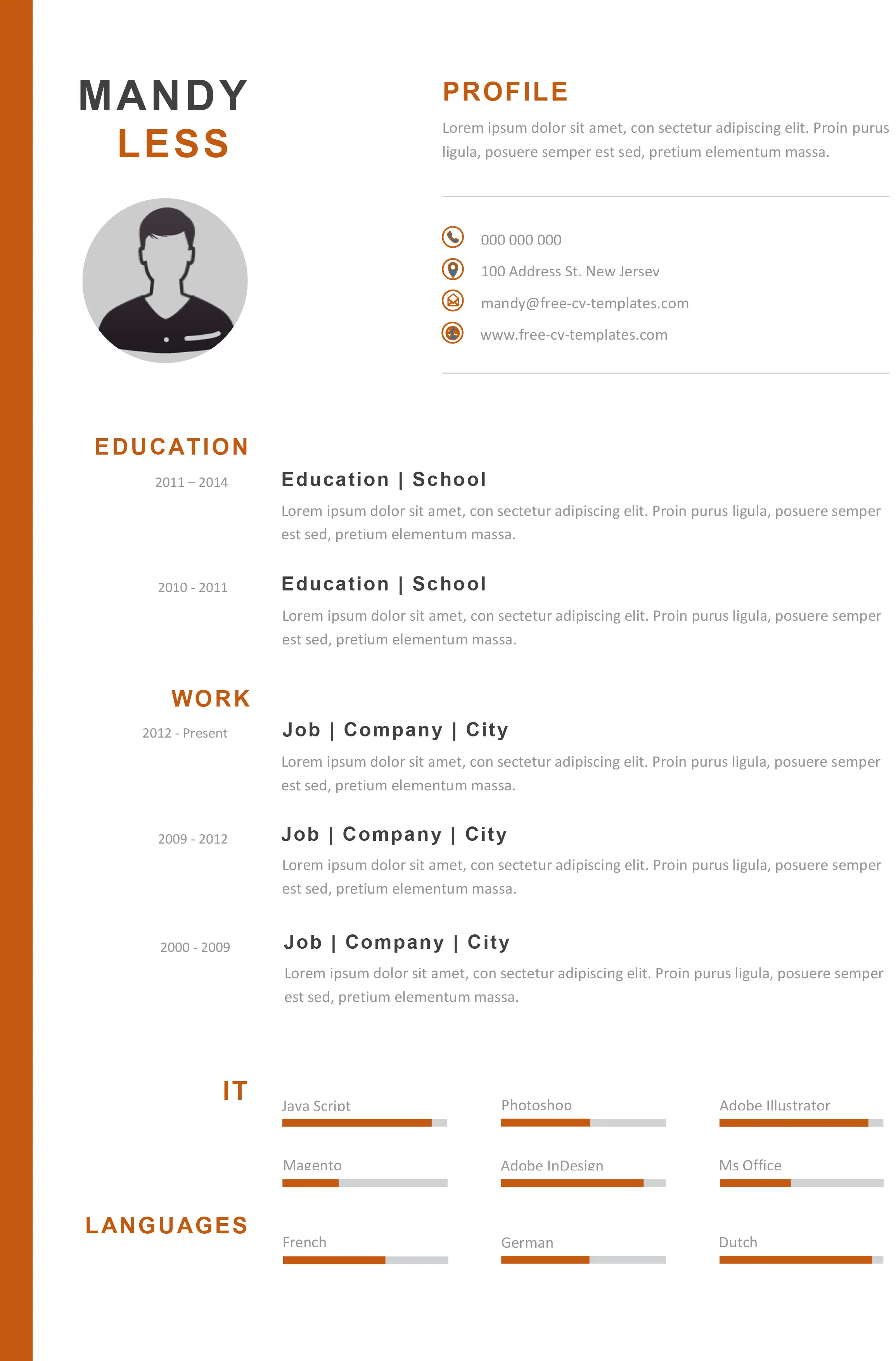 Free simple and Creative CV template word download