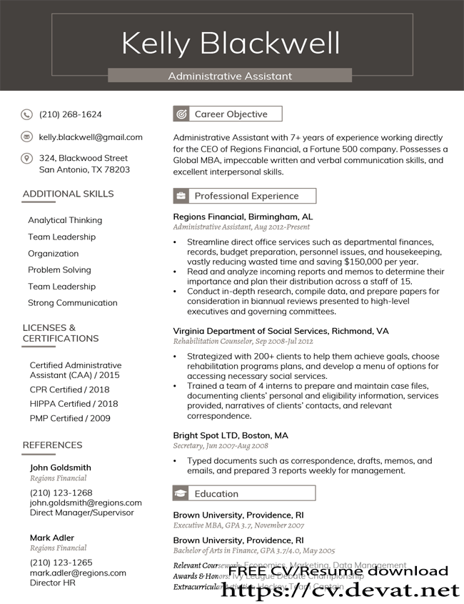 Professional Resume Template Charcoal 2