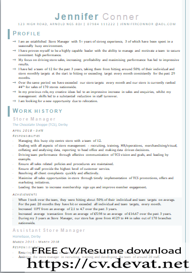 basic manager CV template Free editable Microsoft Word download 2