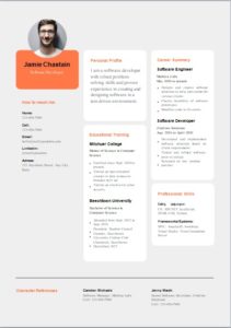 Orange and Black Professional Resume CV template DOC