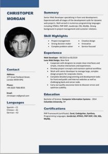 CV Resume word Senior Web Developer download
