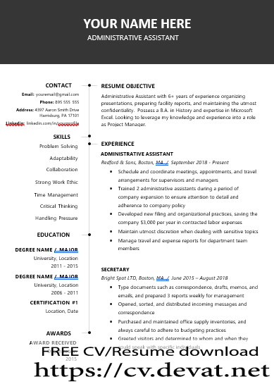 free advanced resume cv word 2022
