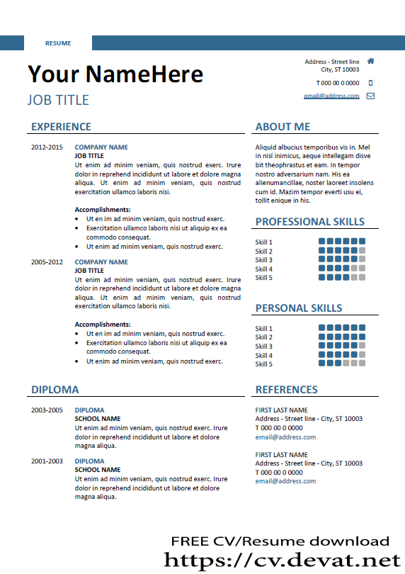 01 Free Clean Simple Resume Template Blue