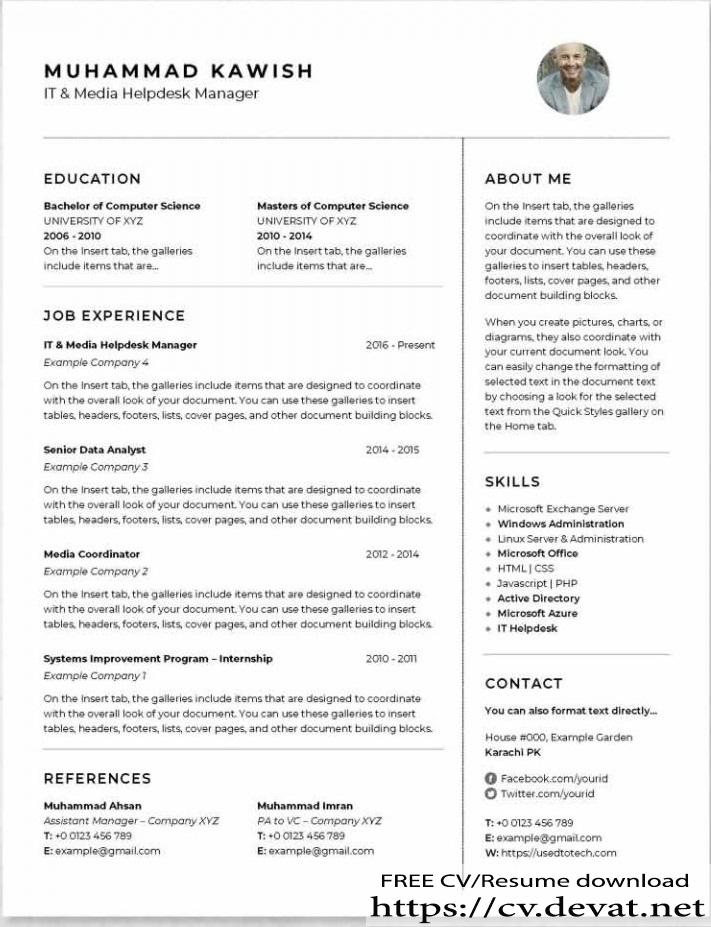 09 Perfect CV Format in Microsoft Word with cover letter