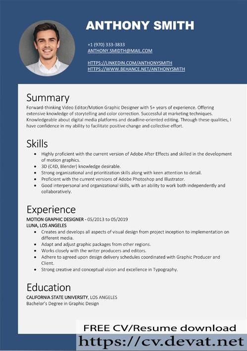 Free simple resume template download