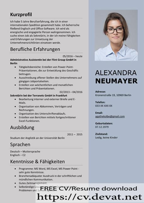 CV German Resume German Template MS Word