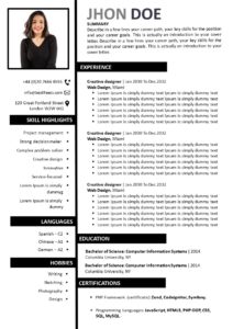 CV Word formal to download