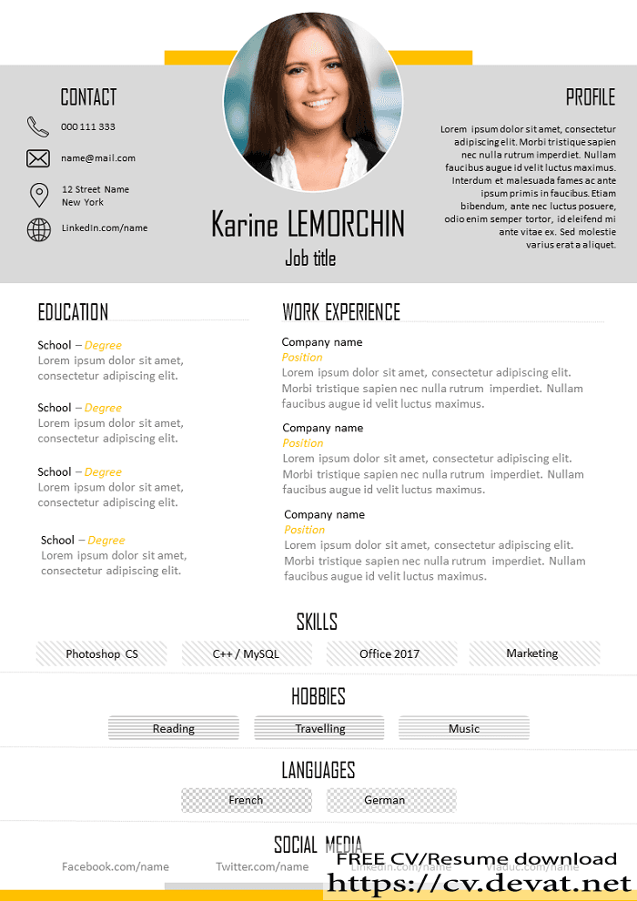 Free English Resume Good word download 
