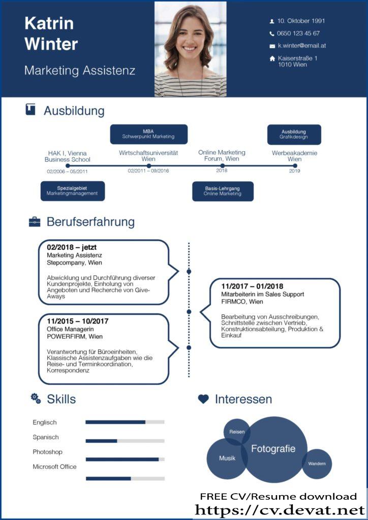 Free Modern German CV Download Kreativer Lebenslauf