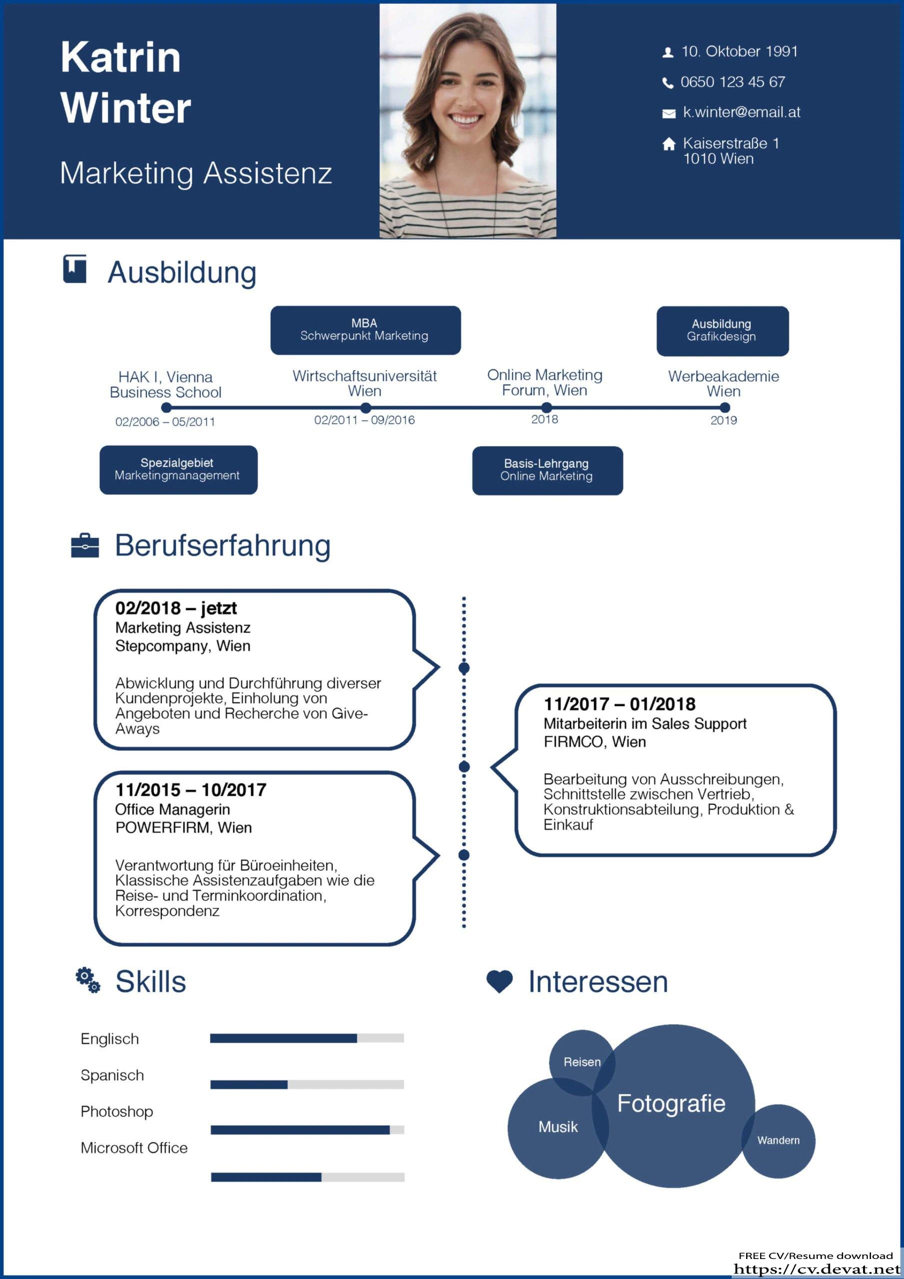 Free Modern German CV Download Kreativer Lebenslauf