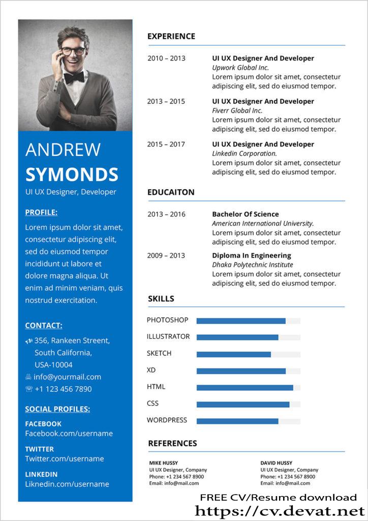 Free Modern Resume Template In Word DOC Format CV Resume Download Share