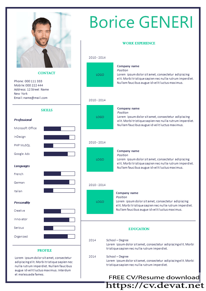 Free Modern Stylish Resume in word and pdf download