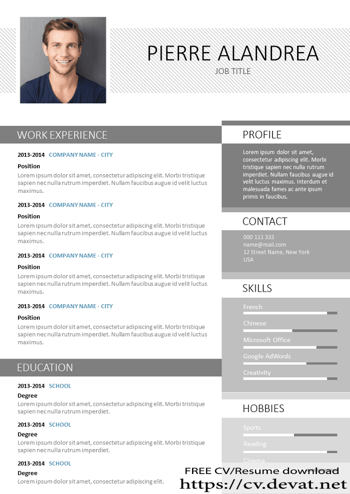 Free Professional CV Resume Template word download. 