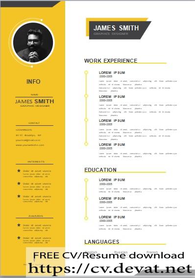 Free Simple Resume Template word yellow