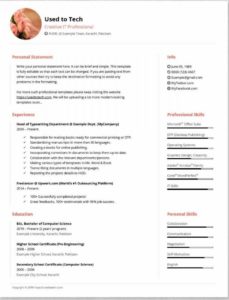 Free download CV template in MS Word UK USA