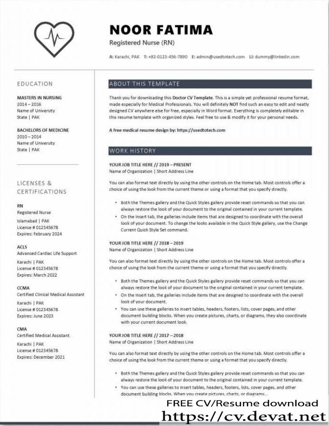 Free simple CV template in Word CV Resume download Share