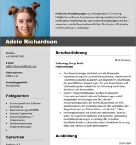 German CV Template (Format Microsoft Word / Docx / Free)