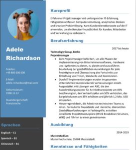 German CV Template word download – Word-Download der deutschen Lebenslaufvorlage