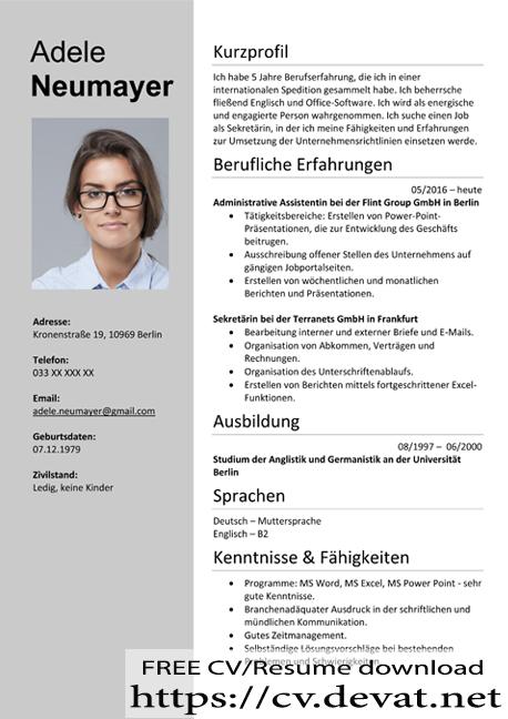 Germany CV German CV Template free Download - CV Resume download Share