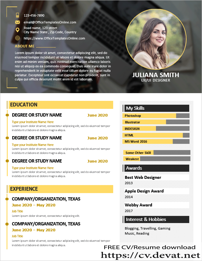 creative resume template in ms word