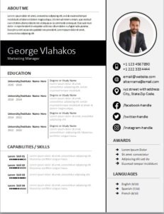 Download Marketing manager CV Resume Template for Freshers in Microsoft Word