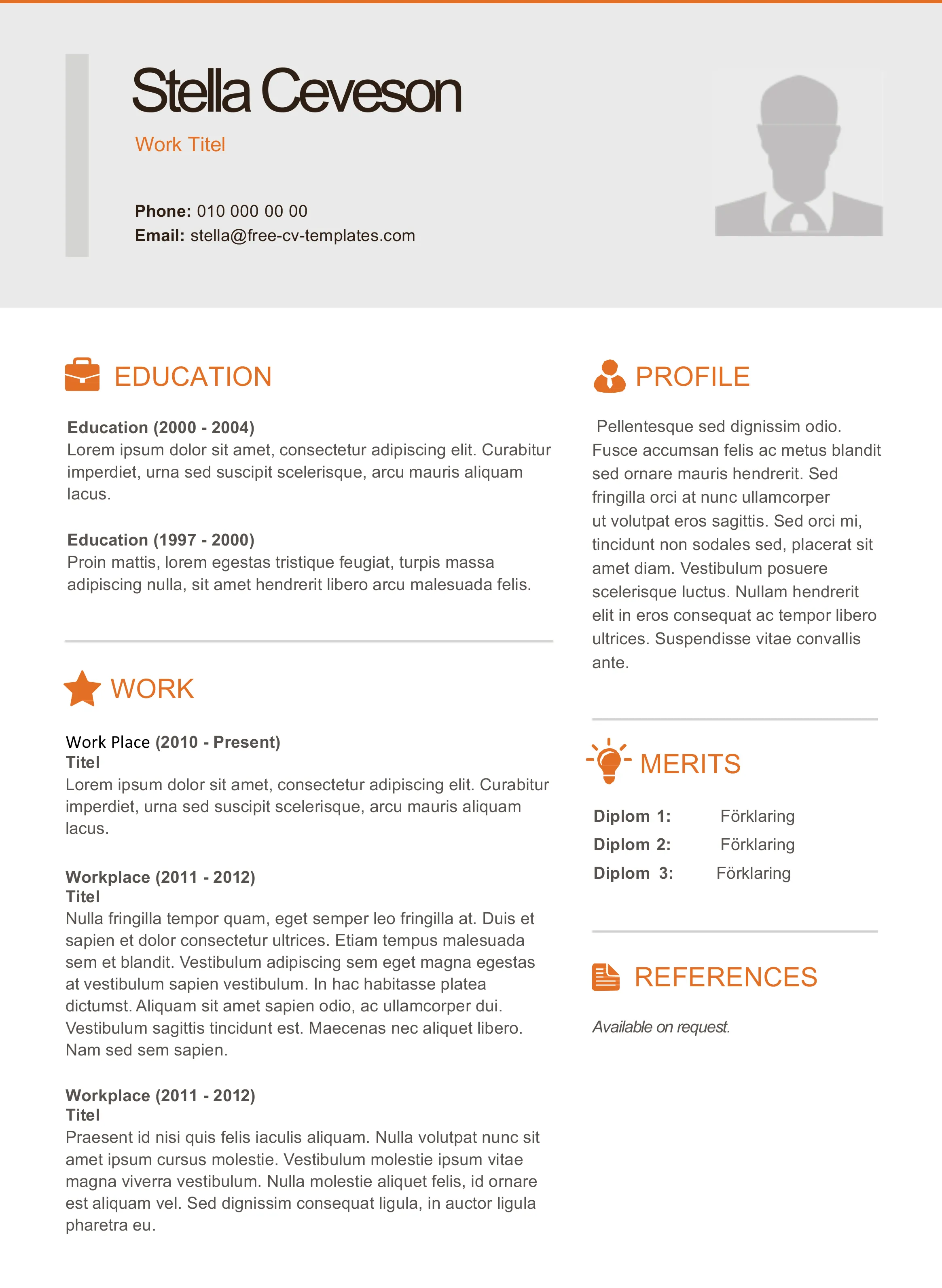 modern cv and resume template english