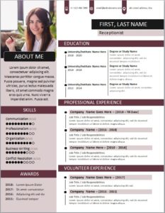 Download Receptionist Resume CV Format in MS Word