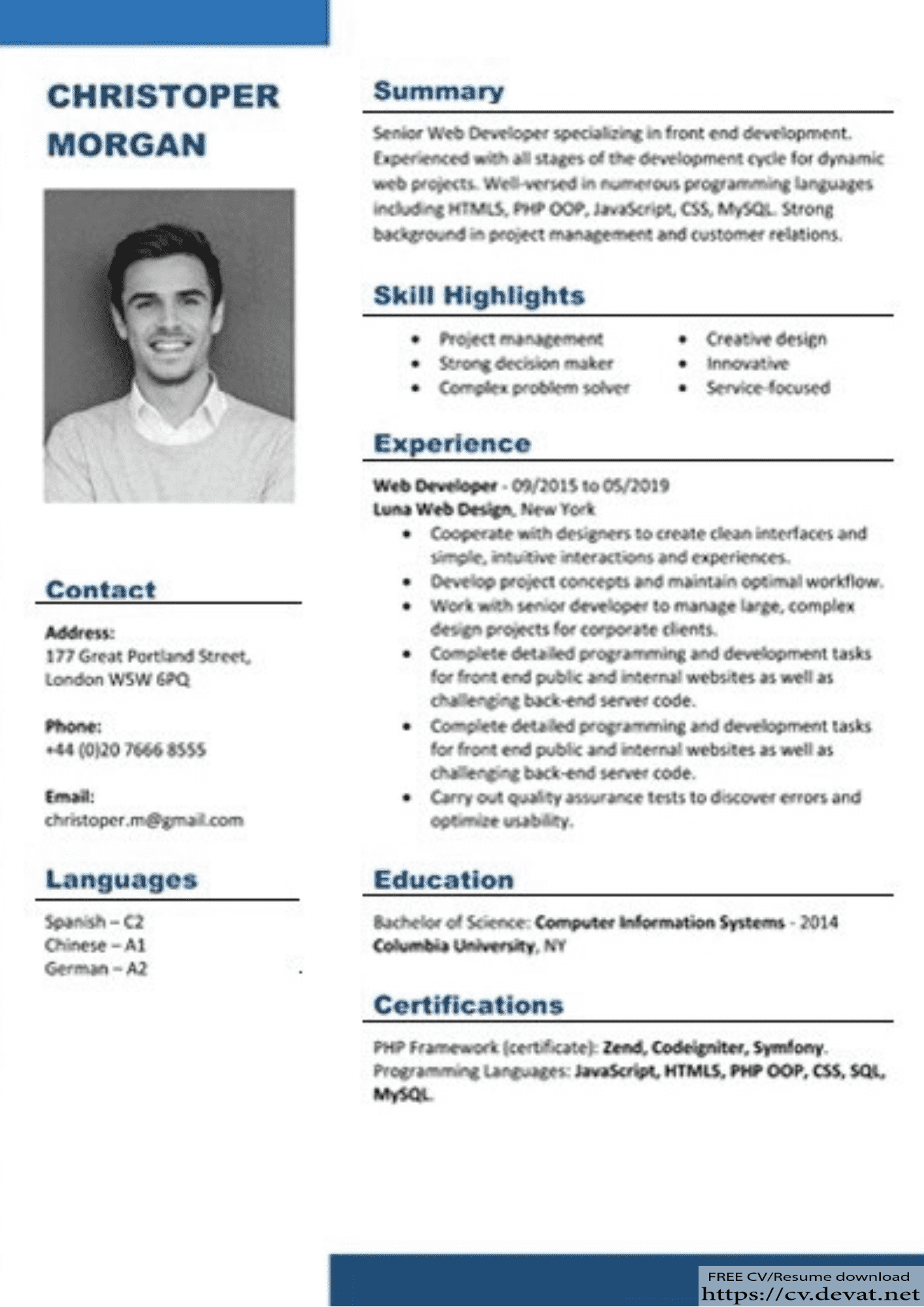 Best English cv word format 