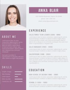 Beautiful Orchid Free Purple Resume Template for Female Applicant