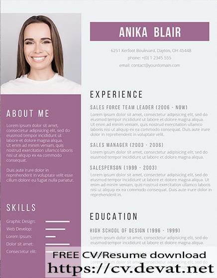 Beautiful Orchid Free Purple Resume Template for Female