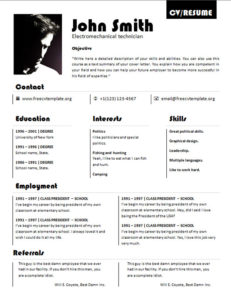 CV resume template with picture download