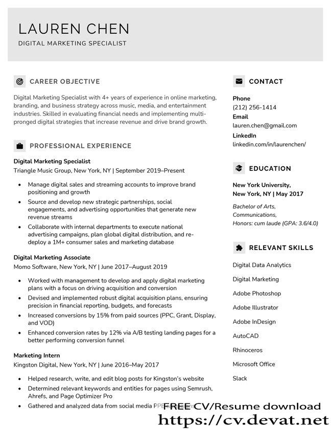 Clean Modern Resume Template Black