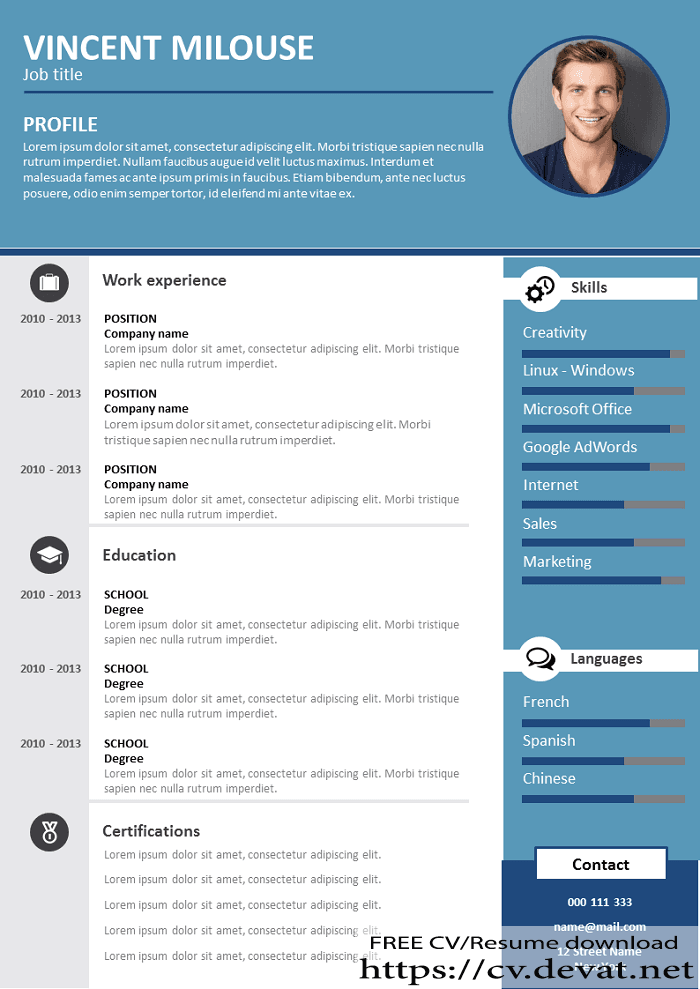 Download Free English cv template word