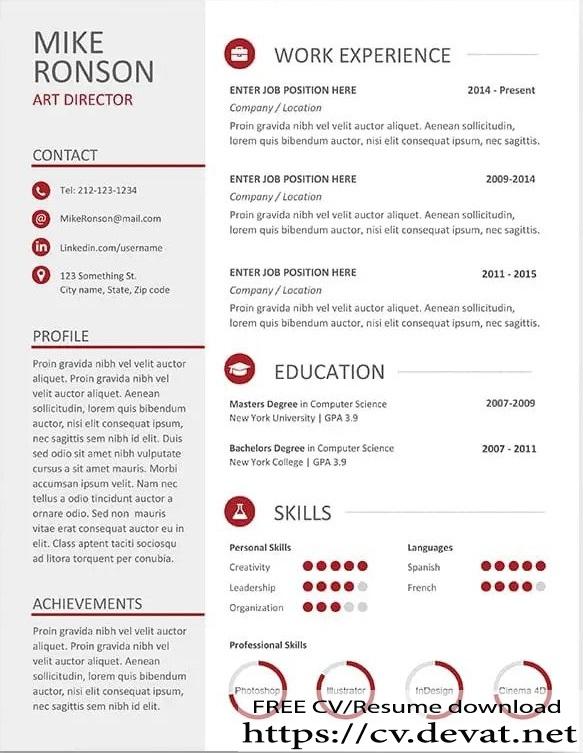 Download Free Modern Resume Template with Charts