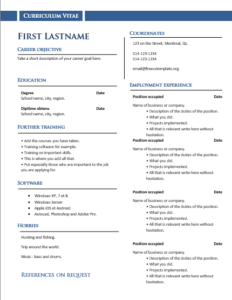 Free CV Template Word download and Online CV Maker