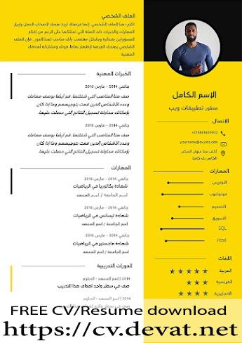 Free CV arabic download تنزيل نموذج سيرة ذاتية باللغة العربية فارغ للتعديل