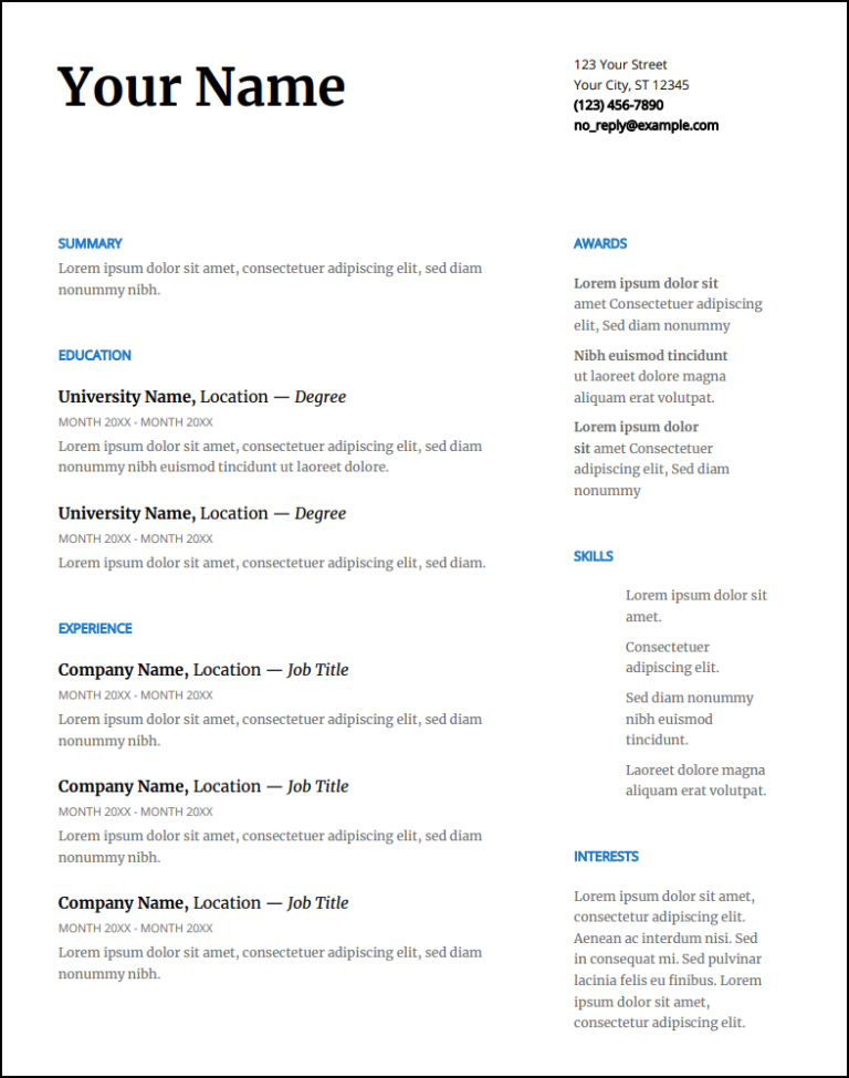 Free Graduate CV Template - CV Resume download Share